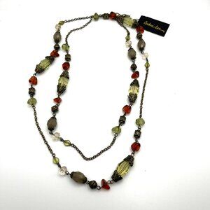 Vintage Cookie Lee Necklace Multicolor Beads‎ Long Wear 2 Ways Fall Colors NEW